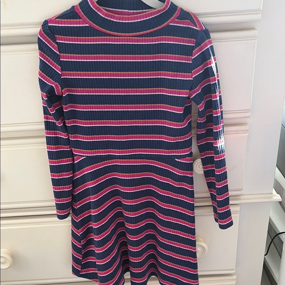 Carters Striped Ribbed Long-Sleeve Knit Dress - Navy & Pink 5T sale 3 for $20